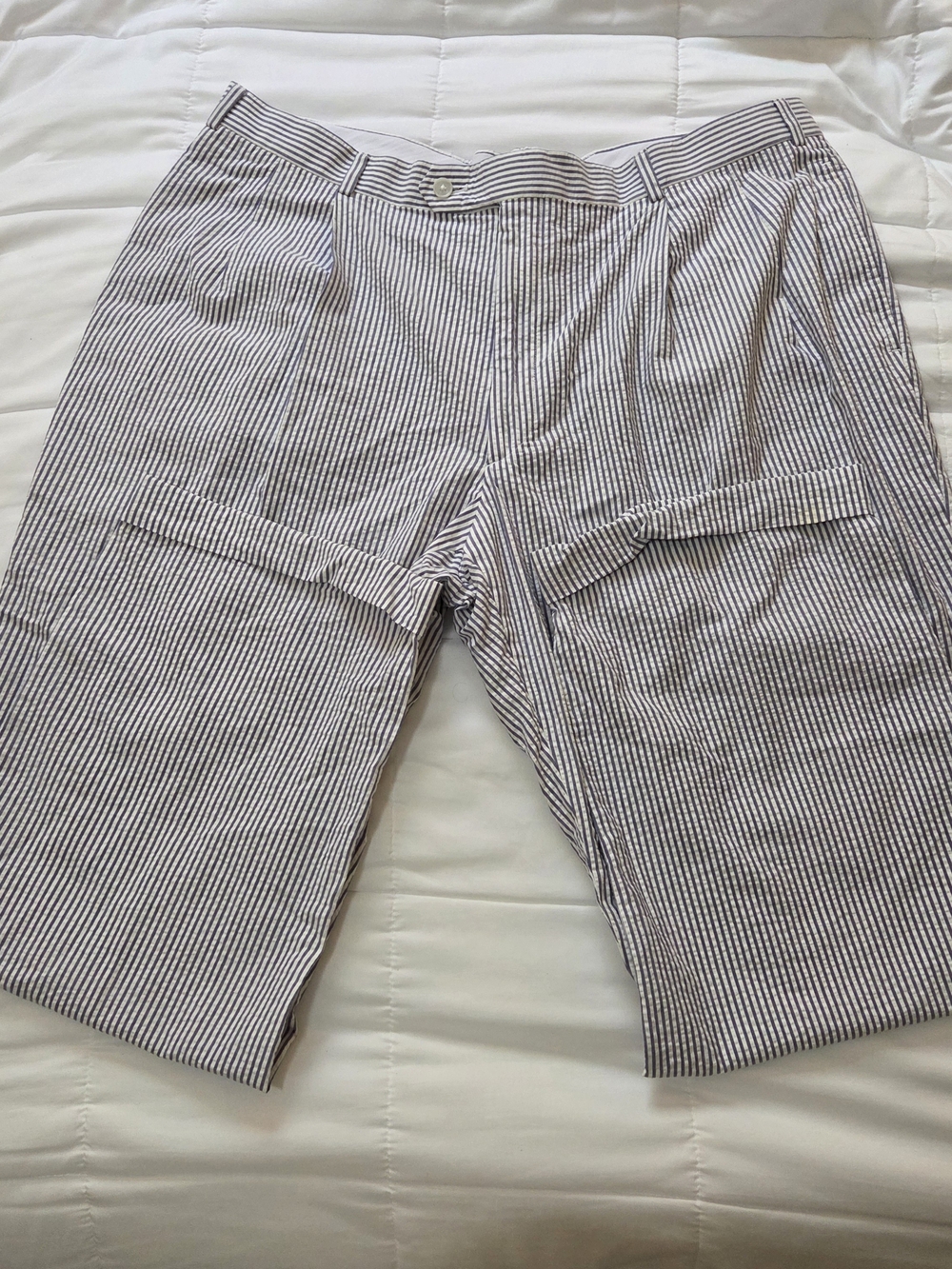 Men's Striped Seersucker Pants - Navy & White